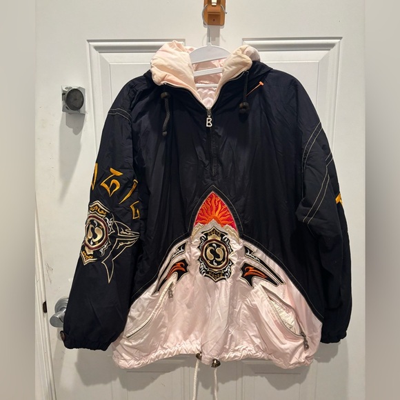 Rare BOGNER Ying Yang Magic House Embroidered Hooded Padded Black Ski Jacket - Picture 1 of 5